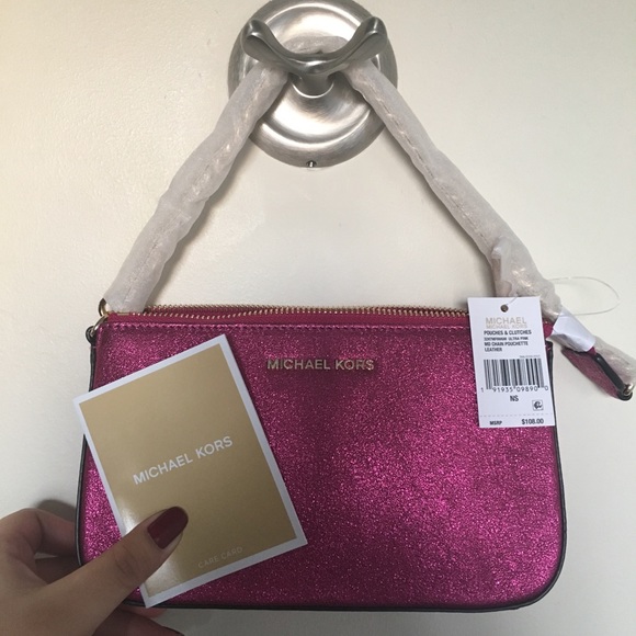 ✨ Brand New Michael Kors Glittery Pink Pouchette ✨ - Picture 4 of 4